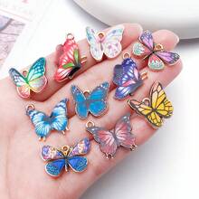 20pcs Alloy Enamel Colored Insect Butterfly Pendant Jewelry Making DIY Earring Pendant Various Design Charms For Jewelry Making Bracelets Necklace - Multicolor - View 6