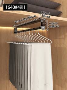 1pc Pull-Out Sliding Clothes Rack, Convenient And Fast, Multi-Functional Wardrobe Storage, Metal Clothes Rack, Heavy Duty Adjustable Clothes Rack, Space-Saving Clothes Rack Rod, Suitable For Bedroom Wardrobe, Apartment, Dormitory - White - View 13