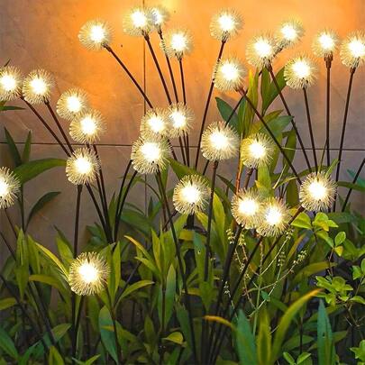 1 Pack Solar Dandelion Stake Lights, Dual Modes Wind Sway Firefly Lights, Waterproof Outdoor Decor For Garden Yard Home Autumn | Outdoor Solar Garden Light, Autumn Decoration, Halloween Decor, Christmas Decoration