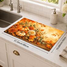 1pc Pumpkin Pattern Diatomaceous Earth Kitchen Drain Mat, Quick-Drying Absorbent Non-Slip Coffee Machine Mat And Dish Drying Mat, Suitable For Kitchen Countertop, Dining Table And Autumn Home Decor - Multicolor - View 11
