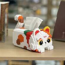 947pcs Astronaut/1011pcs Crocodile Storage Box Assembly Ornament, Multi-Color Cat Assembly Building Blocks Micro Particle Building Blocks Tissue Box Toy, Creative Assembly Gift - Multicolor - View 15
