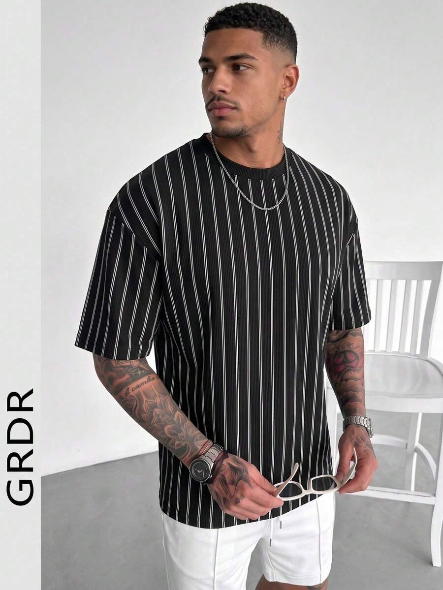 GRDR Men's Fashionable Crew Neck Short Sleeve T-Shirt | Exquisite Design | Summer Essential | Easy To Match | Showcase Your Style