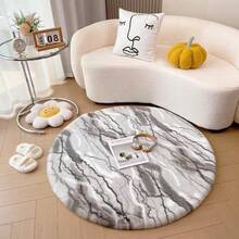 1pc Marble Pattern Round Faux Rabbit Fur Decorative Rug, Fluffy Soft Touch, Smooth And Comfortable, Fashionable Personalized Home Decor, Skin-Friendly Material, Non-Slip Bottom, Low Shedding, Easy Care And Machine Washable, Suitable For Bedroom, Living Room, Hallway, Study, Dressing Room, Closet, Bedroom Rug, Study Rug, Living Room Rug, Welcome Mat, Office Decorative Rug, Area Rug, Bedside Rug, Sofa Rug, Coffee Table Rug, Tea Table Mat, Floor Mat, Holiday Decorative Rug, Home Decor Essential, All Seasons - Multicolor - View 3