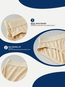 Norcotton 1PC Pure Cotton Solid Color Basic Knit Fabric Men's Briefs With Contrast Waistband - Apricot - View 5