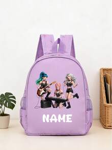 1pc Back To School Personalized Customized Backpack, Casual Versatile K-POP Theme Print, Zipper Closure Nylon Material, Adjustable Shoulder Straps, Hand-Carry, Suitable For School, Commuting, Shopping, Daily Use. Birthday Gift. - One Size - View 5