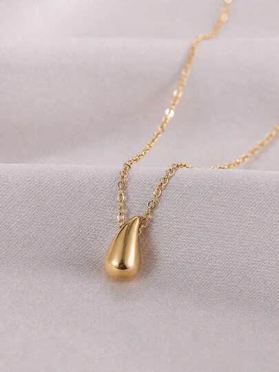 1 pieza Collar de acero inoxidable chapado en oro de 18K con diseño minimalista de nicho y cuentas en forma de gota de agua, adecuado para mujeres, perfecto para viajes de verano, celebraciones, citas y reuniones