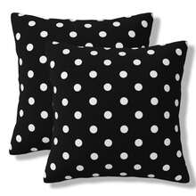2pcs Polka Dot Pillowcases, Vintage Black And White Spotted Graffiti Pillowcases, Dot And Plaid Decorative Cushion Covers, Suitable For Sofa, Single-Sided, Pillow Insert Not Included - Black - View 9