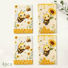 2/4pcs Bee Pattern Towels, Kitchen Dish Cloths, 6/8pcs Decorative Towel Set, Super Absorbent Microfiber, Machine Washable, Holiday Gift And Cleaning Supplies Decoration, Suitable For Holiday Cooking, Baking, Housewarming Gift And Cleaning Supplies, Fit For Kitchen, Bathroom, Toilet - Multicolor - View 13