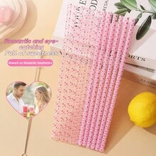 24pcs Reusable Fruit & Heart Print Straws, Assorted Patterns For Birthday Party Supplies, Birthday, Wedding, Bridal/Table Decor And Holiday Celebrations - Multi-color-24pcs - View 2