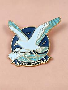 Blue Ocean Bird Brooch – Flying Seagull Wave Enamel Pin For Bag Jacket Accessories Gift - Multicolor - View 4