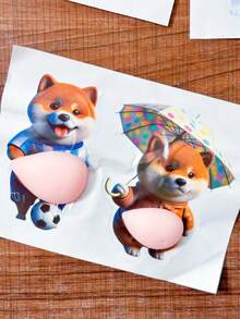 Silicone Car Anti-Collision Sticker, Big Belly Corgi Shiba Inu Sticker, Anti-Collision Sticker, Car Accessories - Multicolor - View 4