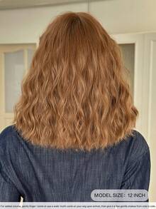 Short Wavy Warm Brown Bob Wig With Side Bangs Natural-Looking Synthetic Heat-Resistant Fiber Curly Hair Wig For Women Everyday Hairstyle Wear, Party Cosplay Use 12 Inch - Brown - View 4