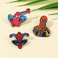 1pc Enamel Brooch, 3pcs Superhero Metal Badges, Cartoon Brooches, Decorative For Backpack Jacket Clothing, Fan Collection Small Gift - Multicolor - View 1