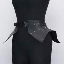 Punk Gothic PU Leather Wide Peplum Corset Waist BeltPunk,Gothic,PU Leather,Wide Belt,Peplum Belt,Waist CincherCorset Belt,StreetwearDaily Outfit - 黑色 - 查看 10