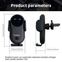 Car Air Vent Phone Navigation Mount, Suitable For New Year And Birthday Gifts, Electric Phone Holder With Touch Open/Close Function, Car Wireless Charger, No Camera Obstruction, 360° Rotation And Adjustable Angle, Supports Horizontal And Vertical Use - Compatible With Apple, And More, Car Wireless Charging Mount - S11 - View 2
