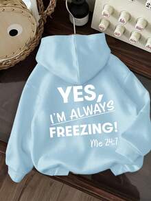 Tween Girl Fun Print Pullover Sweatshirt, Warm And Comfortable Thermal-Lined Pullover Sweatshirt For Autumn/Winter - Baby Blue - View 3