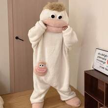 2er Pack/1er Pack/6 Stile: Weiß, Lila, Gelb, Grün Bodysuits, hochwertige Loungewear geeignet für Cosplay, Unisex Jumpsuits, Cartoon Großmäulcher Monster niedlich lustig verdickter Korallenfleece Loungewear, Paarpajamas, Cartoon Pajamas - A - Übersicht 32