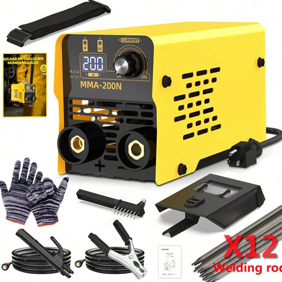 200A Portable Inverter Welding Machine with Accessories, Featuring Lift TIG, LED Screen Mini Inverter Welder, Portable Inverter Welding Machine, Arc Welding Machine, Stick Welder, No Gas Welding Machine for Home DIY Projects, Outdoor And Home Use. - Tipo de Enchufe B USA (110-127V) - Ver 1