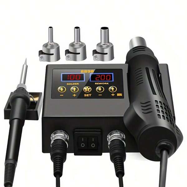Digital Soldering Station, Two-In-One SMD Soldering Iron And Hot Air Gun for PCB IC Rework And Repair Tools