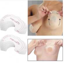 MODA Adesivo10 Pçs em Silicone Fita Adesiva Invisível Elevador do Peito Bare Lifts - 1pacote(10 Pecas) - Visão 4
