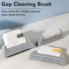 1pc Multifunctional 2-In-1 Window Sill Cleaning Brush, Suitable For Window Grooves, Window Tracks And Corners, Detachable, Glass Door Groove Cleaning Brush - Grey - Multicolor - View 2