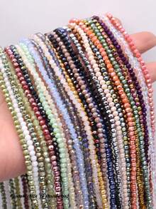 4mm Random Coated Color 10 Strands Glass Beads, Suitable For Jewelry Making DIY Accessories, Bracelets, Necklaces, Clothing Decorations - Multicolor - View 1
