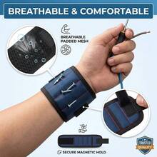 1pc Magnetic Tool Wristband, 1680D Wear-Resistant Oxford Fabric With Strong Magnetic Adsorption, Adjustable Hook And Loop, Breathable Mesh Lining, Anti-Drop Screw Nut Drill Bit Portable Storage, Suitable For Car Repair, Ceiling Installation, Woodworking, Electrical Maintenance, Auto Mechanic, Electrician, Decoration Master, DIY Craft Enthusiast, Magnetic Tool Wristband Hardware Small Parts Portable Tool Storage - Blue - View 3
