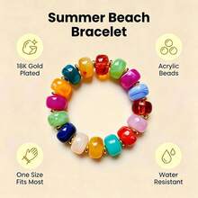 1PC Summer Bohemian Women's Mixed Color ABS Plastic Round Beaded Bracelet 17cm Casual Daily Vacation Accessory - Multicolor - View 6