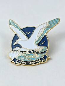 Blue Ocean Bird Brooch – Flying Seagull Wave Enamel Pin For Bag Jacket Accessories Gift - Multicolor - View 6