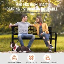Outdoor Bench, 50 Inches Metal Garden Bench For Outdoors, 550 Lbs Load Capacity Bench, Outdoor Garden Park Bench With Backrest And Armrests, Patio Bench For Garden, Park, Yard, Front Porch - 50 Inches - View 3