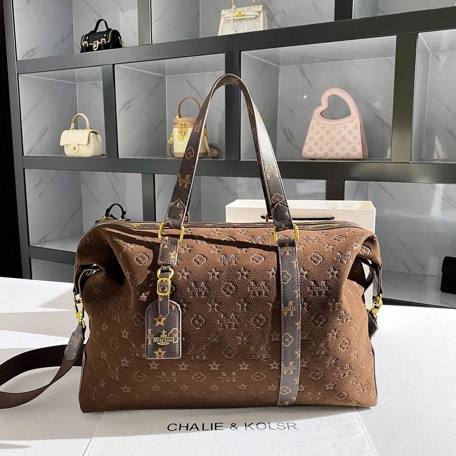 Vintage Embossed Large Capacity Tote Bag 2025 Autumn/Winter New High Quality Travel Bag - Brown - View 1