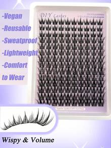 140pcs Cartoon Style Eyelash Clusters C Curl 8-16mm Mixed Length, Fine Natural Look DIY Single Cluster False Eyelashes, Easy To Wear For Beginners, Reusable For Daily Makeup - C - View 5