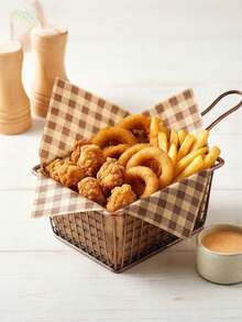 200/100/50 Blatt braunes kariertes fettabweisendes Wachspapier, geeignet zum Backen, Picknick, Brotkorb-Auskleidung, Sandwich, Kekse, Brot, Burger, ölresistente Verpackung - Verschiedenfarbig - Übersicht 10