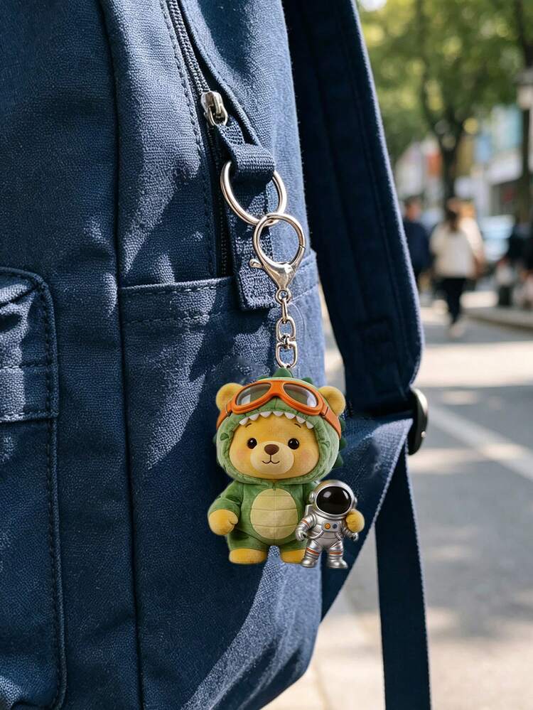 2D Flat Bear Hugging Astronaut Pattern Keychain, Cute Bear Keychain, Beautiful Fashionable Key Ring Wallet Handbag Decoration, Fashionable Duck Party Keychain, Novel Acrylic Design Key Ring Decoration, Durable And Lightweight, Suitable For Car Keychain, Phone Keychain, Backpack And Wallet Keychain Decoration - Can Be Used As Birthday Gift, Pet Lover Keychain Car Key Bag Pendant - One Size Fits All - View 8