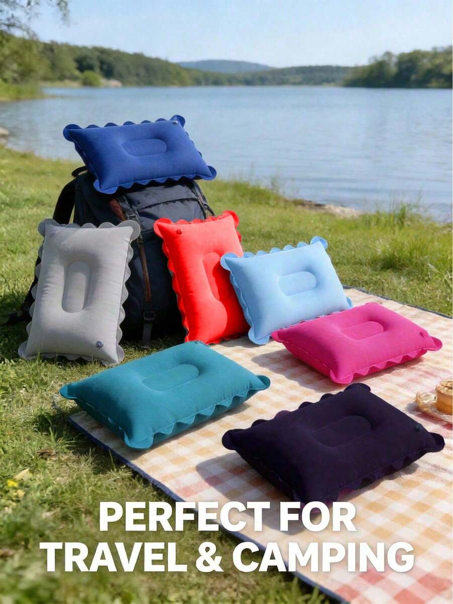 Square Inflatable Travel Pillow, Neck Support For Car And Airplane, Also As Lumbar Cushion, Suitable For Long-Distance Flights And Road Trips, Comfortable Aviation Accessory, Elegant Travel Gear, Durable Inflatable Material - Hot Selling Item - View 1