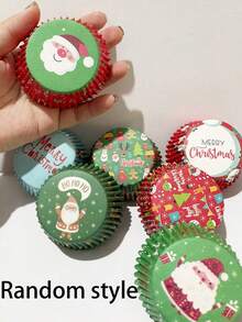 100pcs Christmas Cupcake Liners, Snowflakes Design Muffin Paper Cups,Christmas - Multicolor - View 11