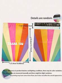 Colorful Printed "Thank You" Text Waterproof Thickened Tear-Resistant Shipping Mailers, Suitable For Clothing, Small Businesses, Wedding Gifts, Party Favors - Multicolor - View 2