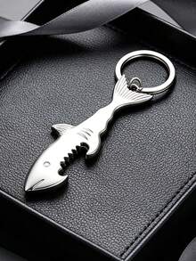 1PC Shark Keychain, Bottle Opener Fish Beer Bottle Opener Keychain, Shark Keyring, Shark Screw Bottle Opener, Bottle Opener Pendant - Multicolor - View 1