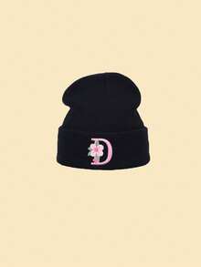 1pc Baby Knitted Warm Hat, 26 Letters Knitted Cap, Toddler Winter Hat, Unisex Boys & Girls Knitted Elastic Beanie - Black - View 8