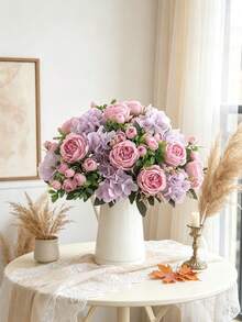 1 Buket Bunga Peony dan Hydrangea Buatan, Sempurna untuk Dekorasi Rumah, Dapur, Musim Gugur, Luar Ruangan, Meja, dan Pernikahan, Plus Cocok Sebagai Hadiah untuk Wanita atau untuk Dekorasi Kembali ke Sekolah dan Halloween - Berwarna merah muda - View 2