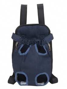 Mochila Cangurera Transportadora Perros Gatos Ajustable - Azul - Ver 2