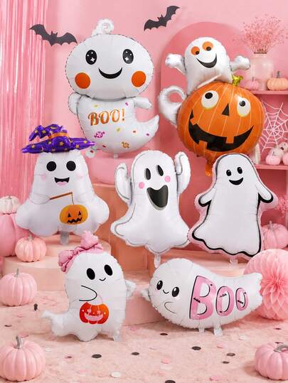 2/4pcs Halloween Ghost Foil Balloons, Multiple Ghost Styles Randomly Sent, Suitable For Halloween Party Decoration, Ghost Theme, Trick Or Treat, Photo Props, Pumpkin Party, Haunted House, Witch Party, Halloween, All Saints' Day, All Hallows' Day