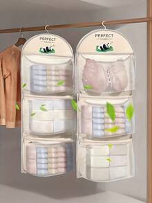 2pcs/3pcs Hanging Closet Storage Bag, Children's Socks Storage, Adult Socks Storage: Scientific Partitioning, Say Goodbye To Clutter, Convenient For Categorized Storage, Let Every Item Have Its Own Place, Avoid Mutual Compression And Tangling, Both Hygienic And Tidy; Suitable For Student Dorms/Shared Living Spaces With Limited Space: The Drill-Free Hanging Design Does Not Damage The Wall, For Those Who Move Frequently And Live In Compact Rental Spaces - The Product Does Not Take Up Space/Easy To Carry, It Is A Burden-Free Storage Tool - Multicolor - View 9