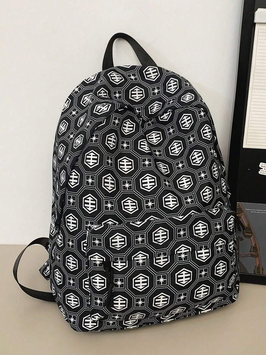 Waterproof Stain Resistant Student Backpack, Independent Front Storage Compartment, Fits 14 Inch Laptop, For Junior High College Weekend Trip - Multicolor - View 1