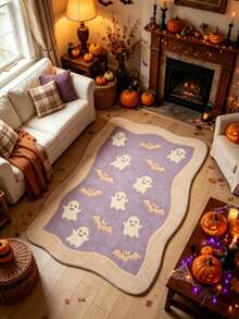 1pc Halloween Purple Ghost Alien Shaped Doormat, Living Room Rug, Carpet, Area Rug, Large Rug, Floor Mat, Halloween Carpet - Multicolor - View 2