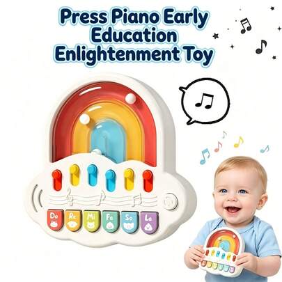 Piano de dedos arcoíris, juguete musical sensorial para bebés, entrenamiento de reconocimiento de colores y habilidades motoras finas, juguete de teclado de educación temprana, adecuado para bebés, recién nacidos, bautizo, cumpleaños y regalos de Navidad, juguete de viaje en cochecito y actividad interior