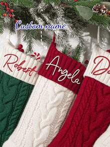 Customized Personalized Christmas Socks, Red And White Color Block Christmas Socks, Customizable Christmas Socks (Can Print Name And Personalized Text), Christmas Gifts, Holiday Decorations, Customized Christmas Tree Ornaments, Single Christmas Sock, Christmas Gifts, Advent Calendar, Christmas Decorations - Multicolor - View 7