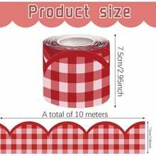 1 Roll [10m] Red/Blue Plaid Decorative Sticker - Perfect For Bulletin Boards, Crafts, Customizable Design, School News Boards And "Encouragement Wall" Decoration - One Size Fits All - View 2