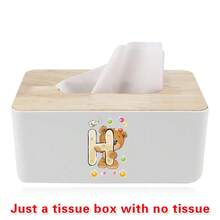 Nordic Tissue Box Bamboo-Lid Solid Wood Storage Case Desktop Napkin Holder Car Paper Dispenser Dormitory Organizer Box Holiday Decoration Storage Suitable For Home Office Use Initial Name 26 Letters Pattern - White - View 23