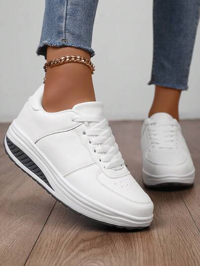 1 Pair Women's Geometric Pattern Casual Bohemian Commuter Lace-Up Wedge Thick Sole Sneakers For Holiday Wedding College Party Vacation All Season